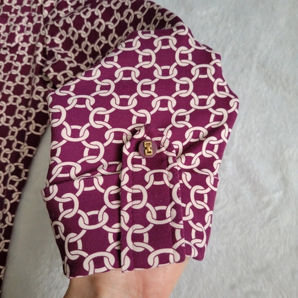 CharterClub 3/4 Sleeve Button-up Women's Blouse Burgundy Color SIZE S - Picture 6 of 15